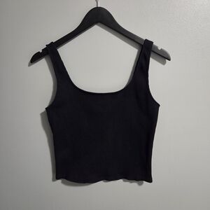 Dynamite Black Ribbed Scoop Neck Tank Top - Size Medium
